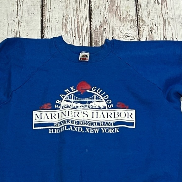 Vintage 80s Frank Guido's Seafood New York 1980s Crewneck Sweatshirt - Picture 2 of 4